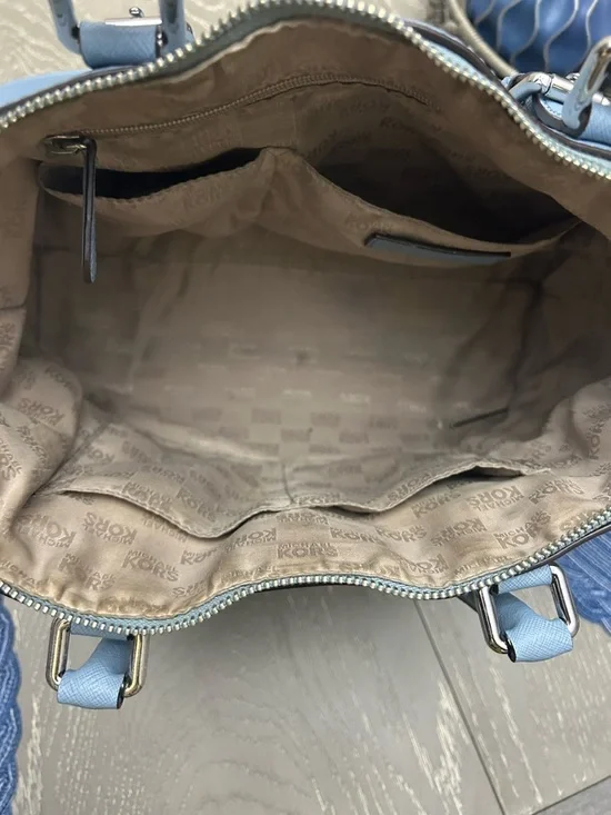 Michael Kors Powder Blue Saffiano Leather Satchel with Detachable Strap - Picture 9 of 10